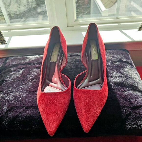 NWOT Franco Sarto Tana Suede Red Heels - Size 9.5 - Picture 5 of 14